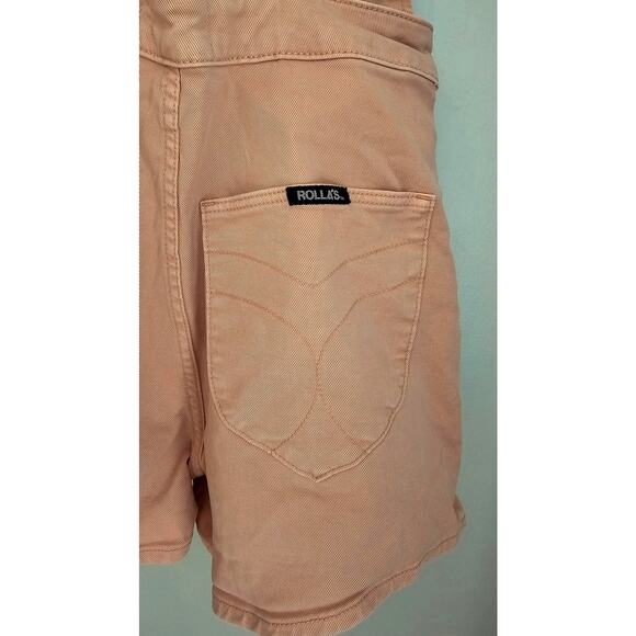 Rolla's Original  Short High Rise Cut Off Overalls, Pink, Anthropologie, Sz S - Picture 6 of 13